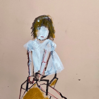 Girl on swing\pencil and acrylic