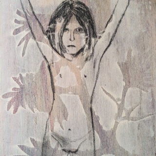 JOINED SHOWERS//MONOTYPE AND GRAPHITE ON WOOD//20ס30//2012