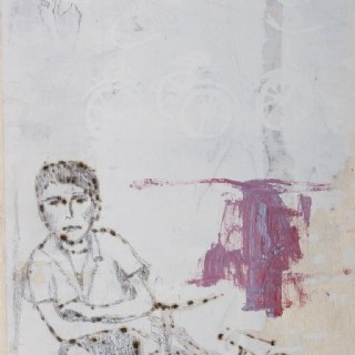 האופניים שלי//טכניקה מעורבת על לוח עץ//20X30//2012//אוסף פרטי