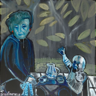 TEA WITH MY GRANDMOTHER//GOUACHE ON CANVAS//100X100//2015